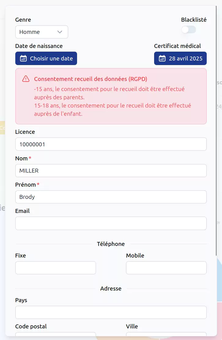 Gestion des membres